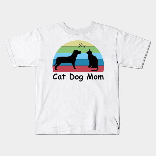 Funny Dog and Cat Mom Gift Kids T-Shirt by YassShop